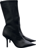 H&M Black Heeled Leather Boots UK 7 EU 40 👠 - Reliked