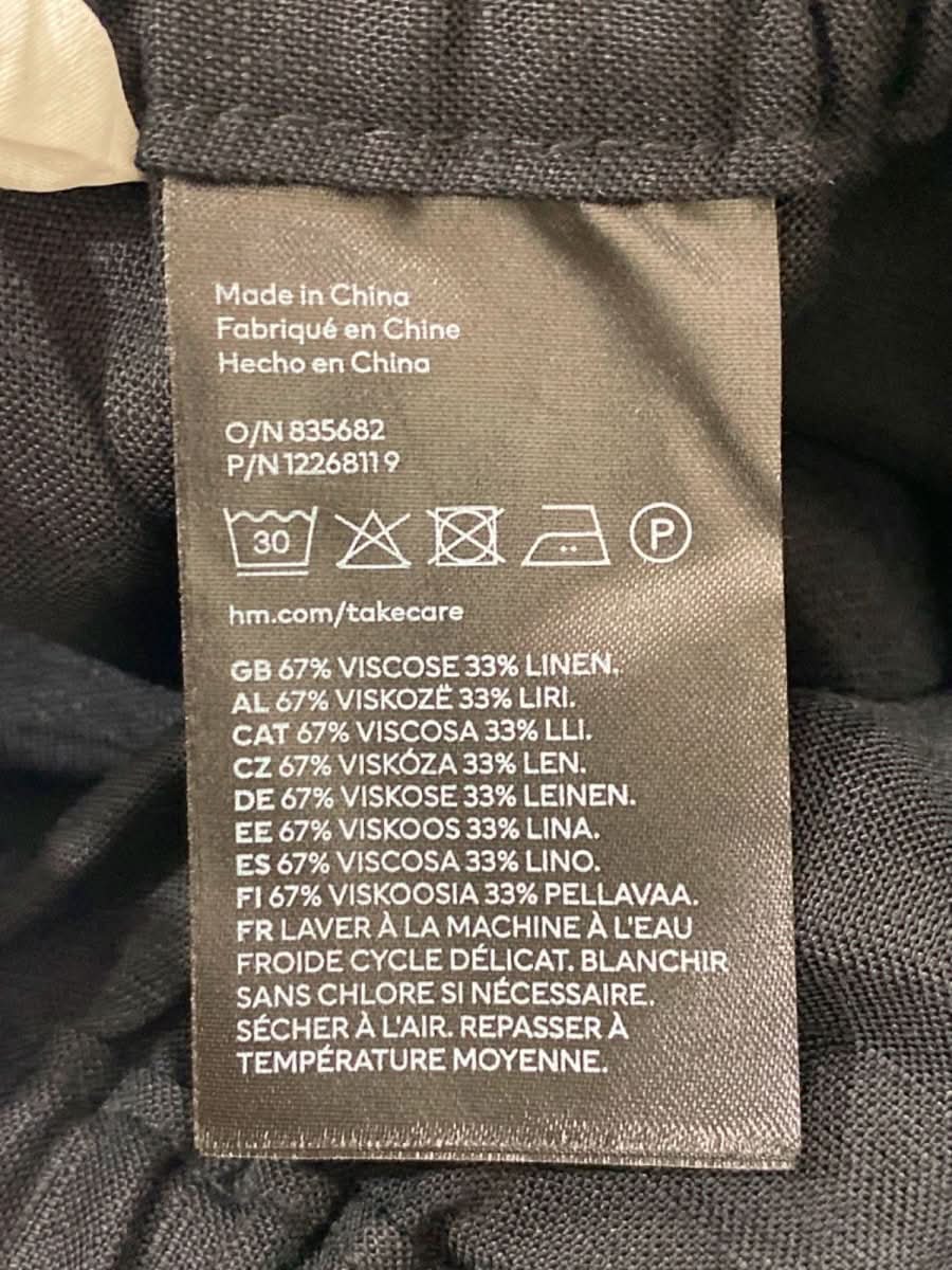 H&M Black Linen Blend Midi Skirt UK M - Reliked