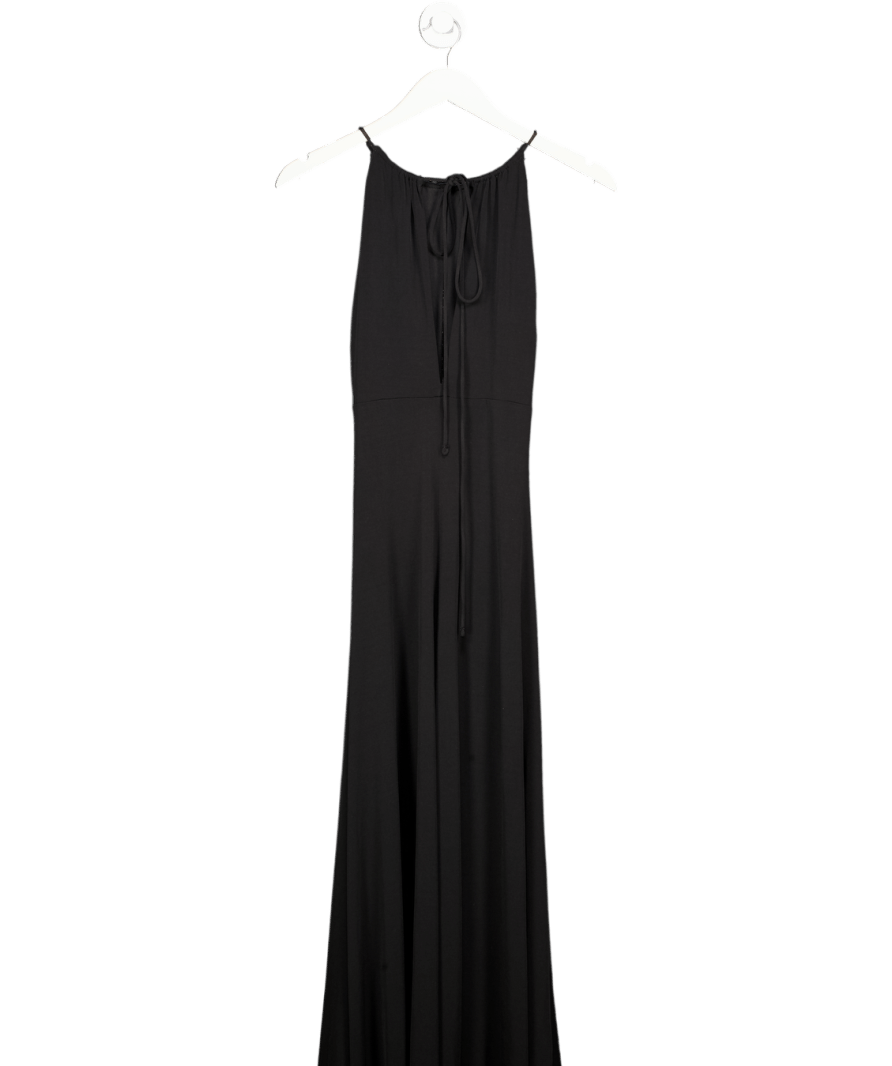 H&M Black Ruched Gathered Maxi Dress UK S - Reliked