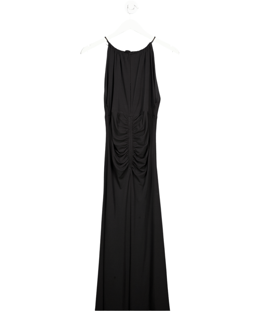 H&M Black Ruched Gathered Maxi Dress UK S - Reliked