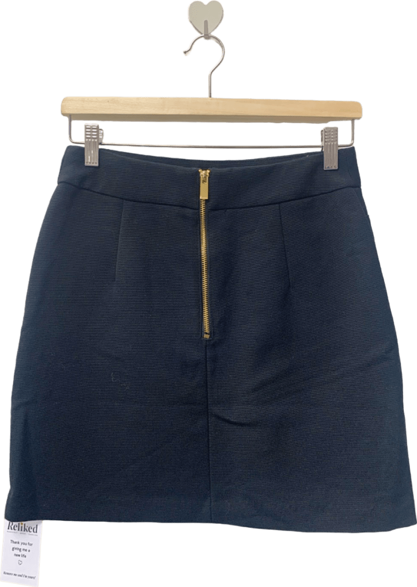 H&M Black Textured Zip - Up Mini Skirt EU 38 - Reliked