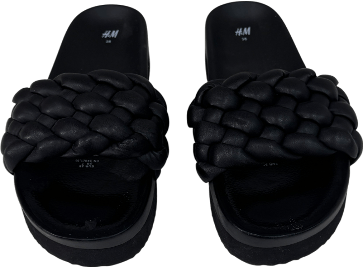 H&M Black Woven Footbed Sandals UK 5 EU 38 👠 - Reliked