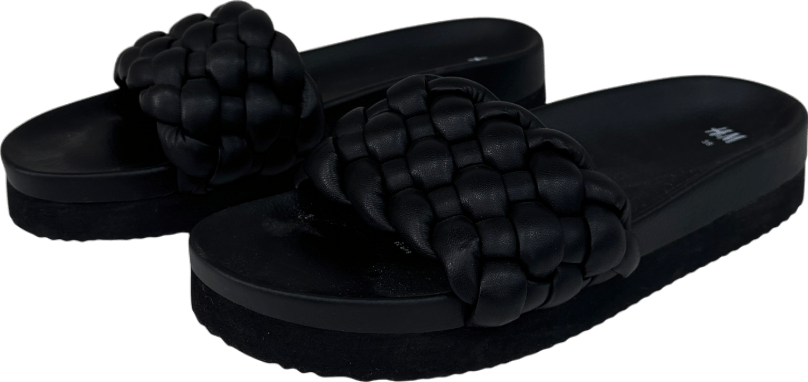 H&M Black Woven Footbed Sandals UK 5 EU 38 👠 - Reliked