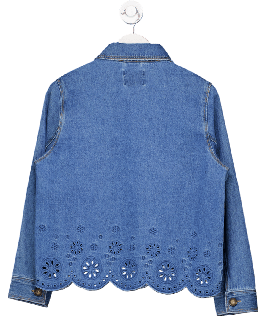 H&M Blue Broderie Anglaise - detail Denim Scallop Hem Shacket UK XS - Reliked