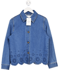 H&M Blue Broderie Anglaise - detail Denim Scallop Hem Shacket UK XS - Reliked
