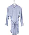 H&M Blue Linen - blend Shirt Dress With Belt UK M - Reliked