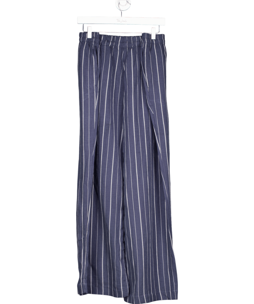 H&M Blue Linen Blend Stripe Trousers UK XXL - Reliked