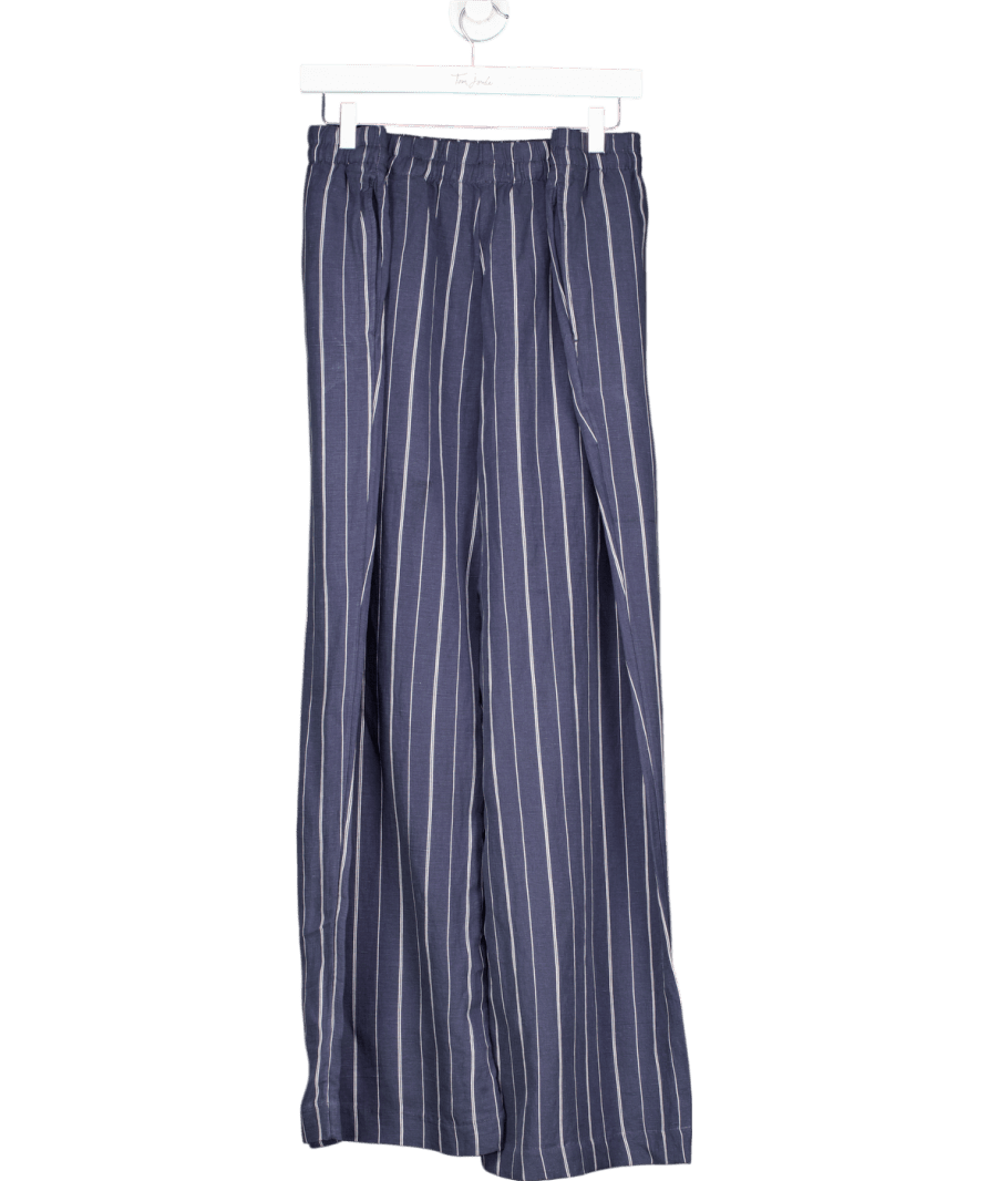 H&M Blue Linen Blend Stripe Trousers UK XXL - Reliked
