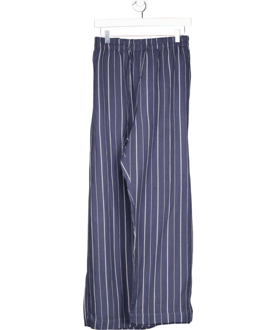 H&M Blue Linen Blend Stripe Trousers UK XXL - Reliked