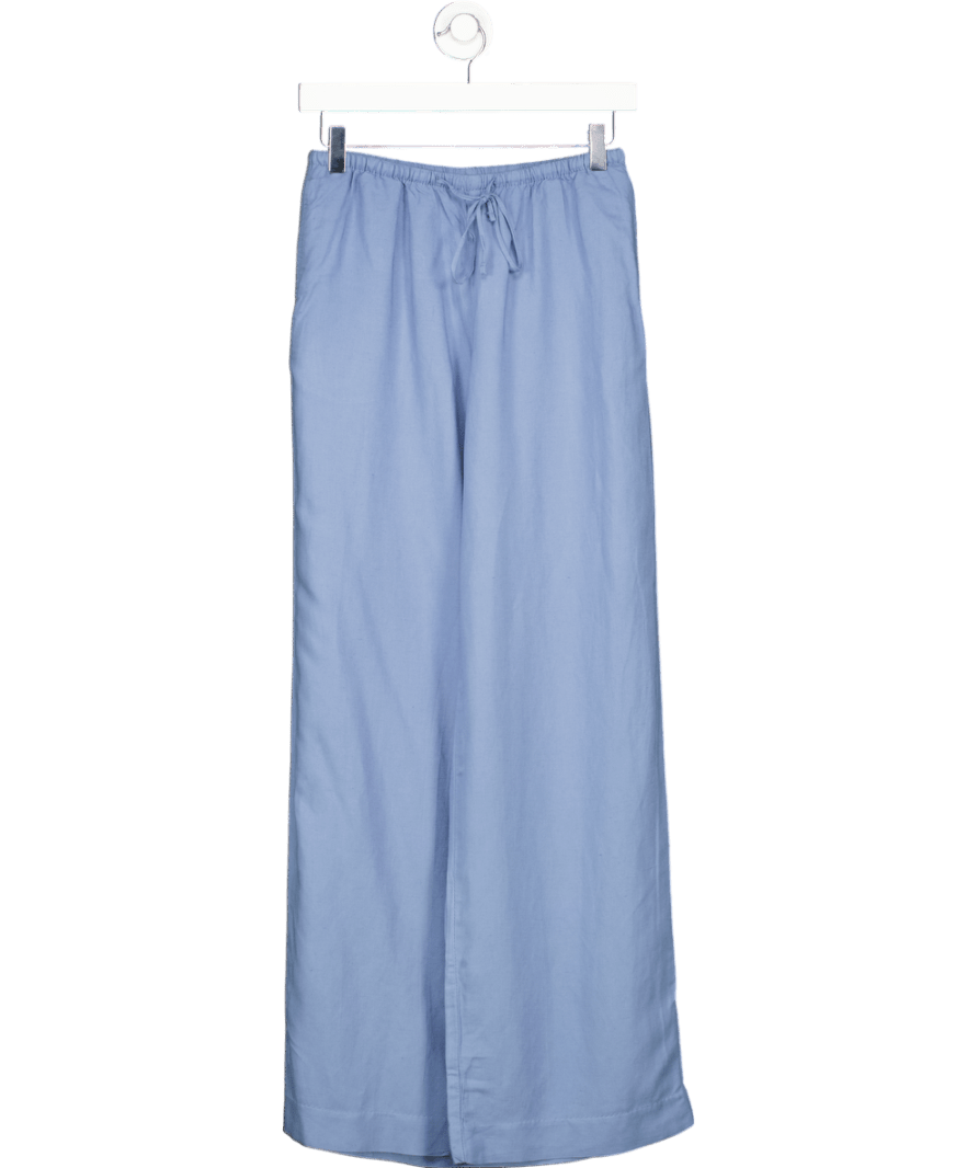 H&M Blue Linen - blend Trousers UK XS - Reliked