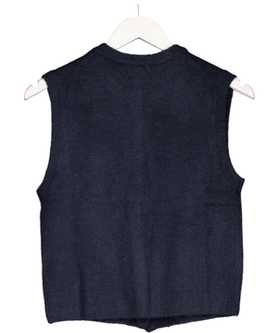 H&M Blue Navy Bkue Fine - knit Waistcoat UK XS - Reliked