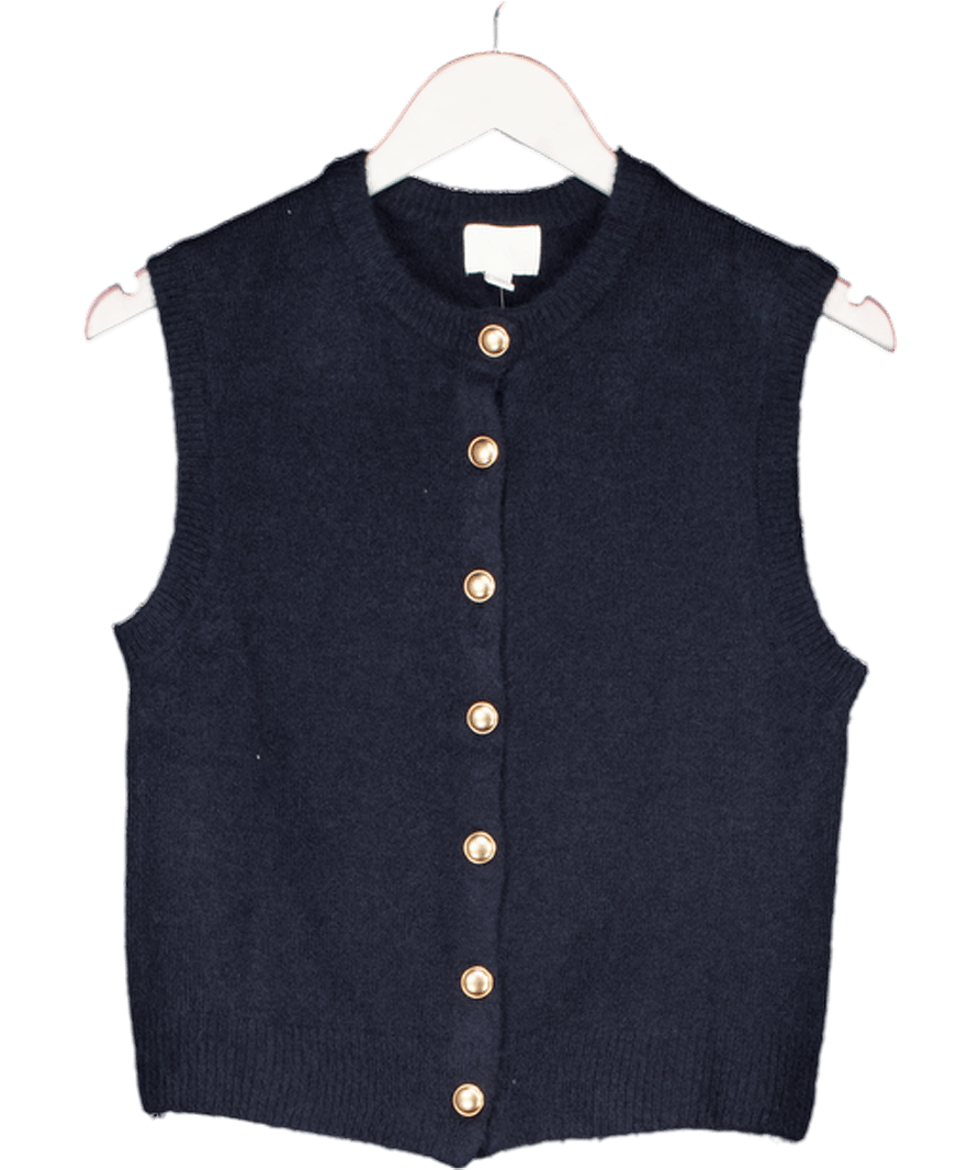 H&M Blue Navy Bkue Fine - knit Waistcoat UK XS - Reliked