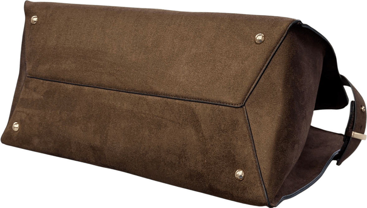 H&M Brown Faux Suede Large Tote Bag One Size - Reliked