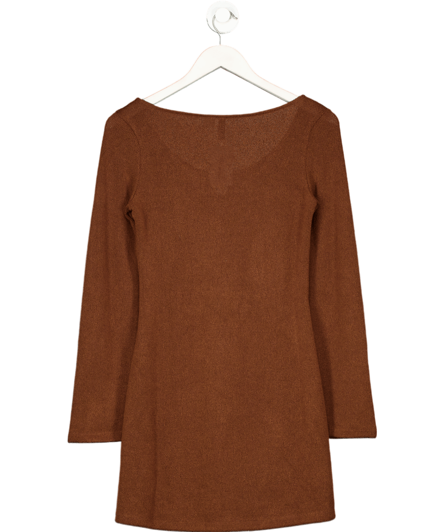 H&M Brown Knitted Flared - skirt Dress UK S - Reliked