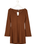 H&M Brown Knitted Flared - skirt Dress UK S - Reliked