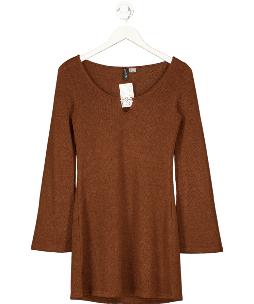 H&M Brown Knitted Flared - skirt Dress UK S - Reliked
