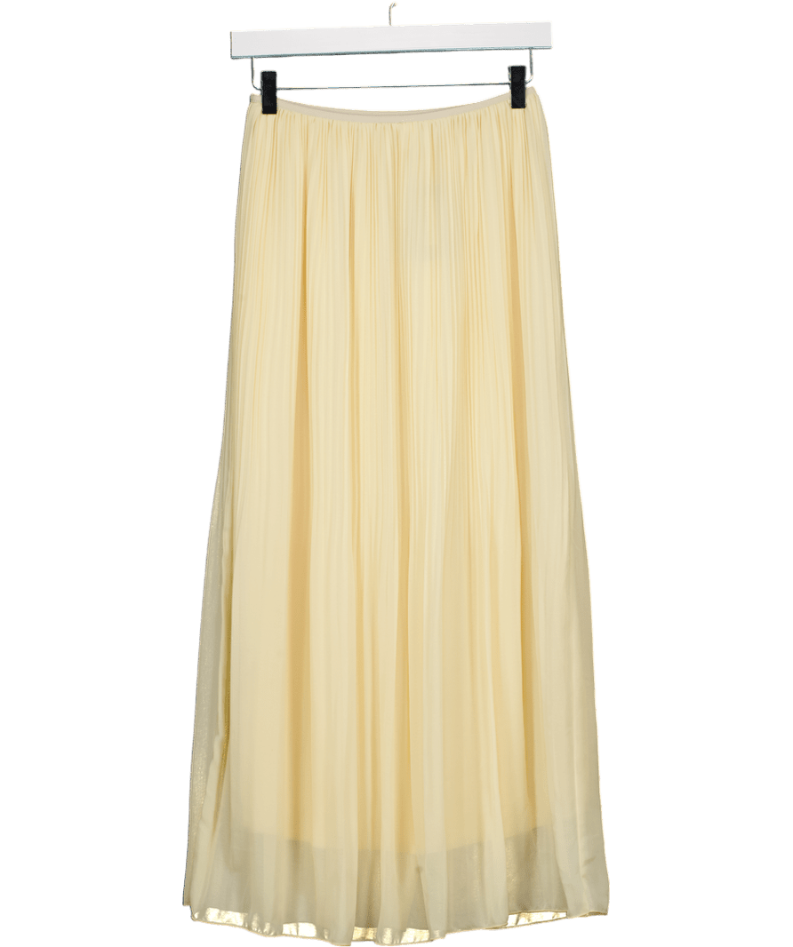 H&M Butter Yellow Plisse Chiffon Midi Skirt UK XS - Reliked