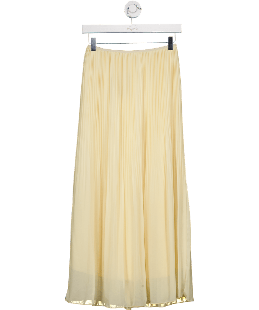H&M Butter Yellow Plisse Chiffon Midi Skirt UK XS - Reliked