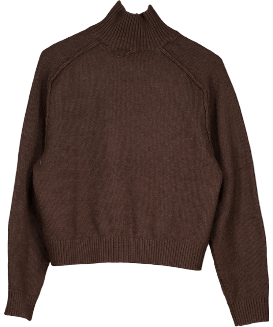 H&M Chocolate Brown Wool Blend Turtleneck Jumper UK M - Reliked