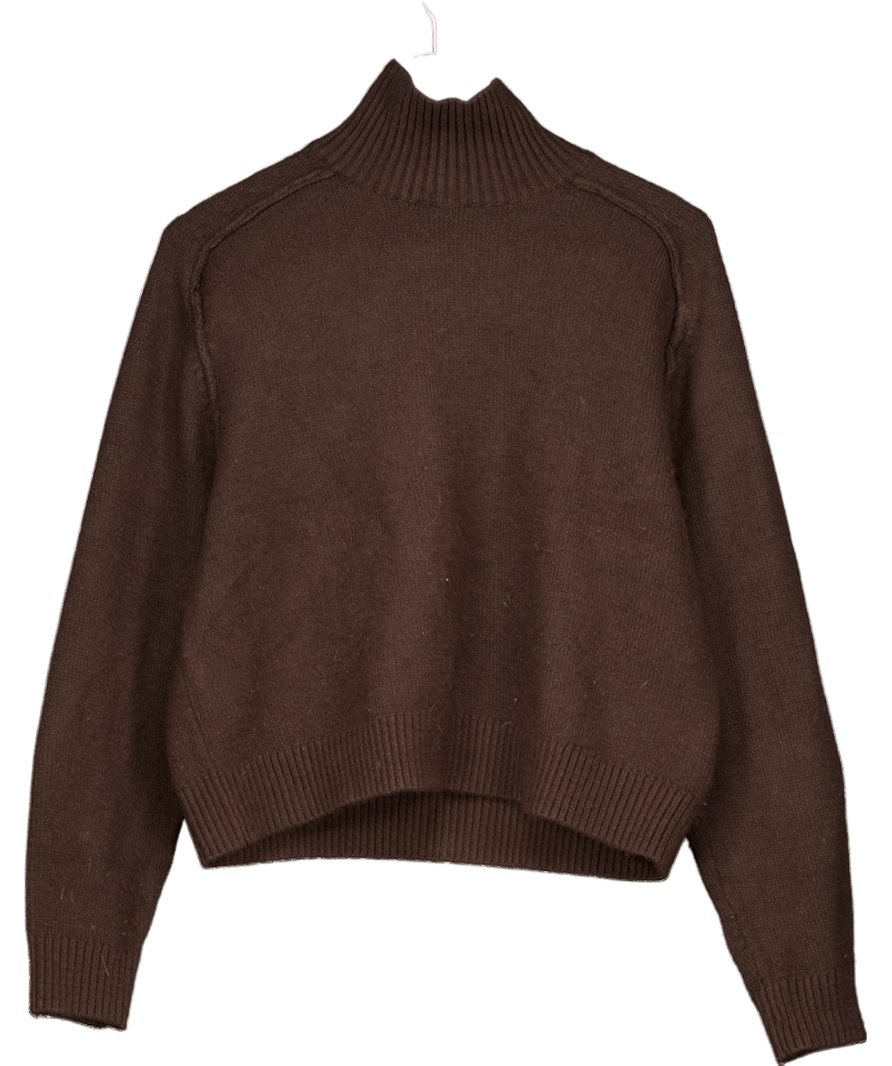 H&M Chocolate Brown Wool Blend Turtleneck Jumper UK M - Reliked