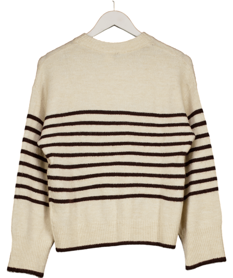 H&M Cream Cream/ Black Supersoft Striped Knit UK XS - Reliked