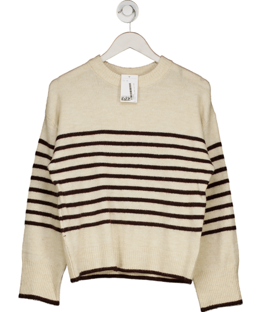 H&M Cream Cream/ Black Supersoft Striped Knit UK XS - Reliked