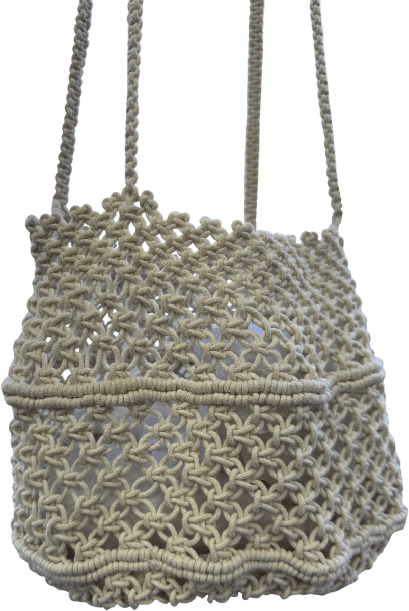 H&M Cream Crochet Bucket Shoulder Bag - Reliked
