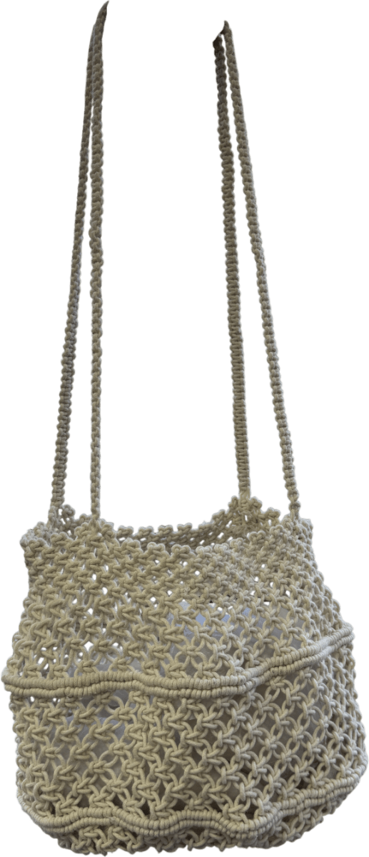 H&M Cream Crochet Bucket Shoulder Bag - Reliked