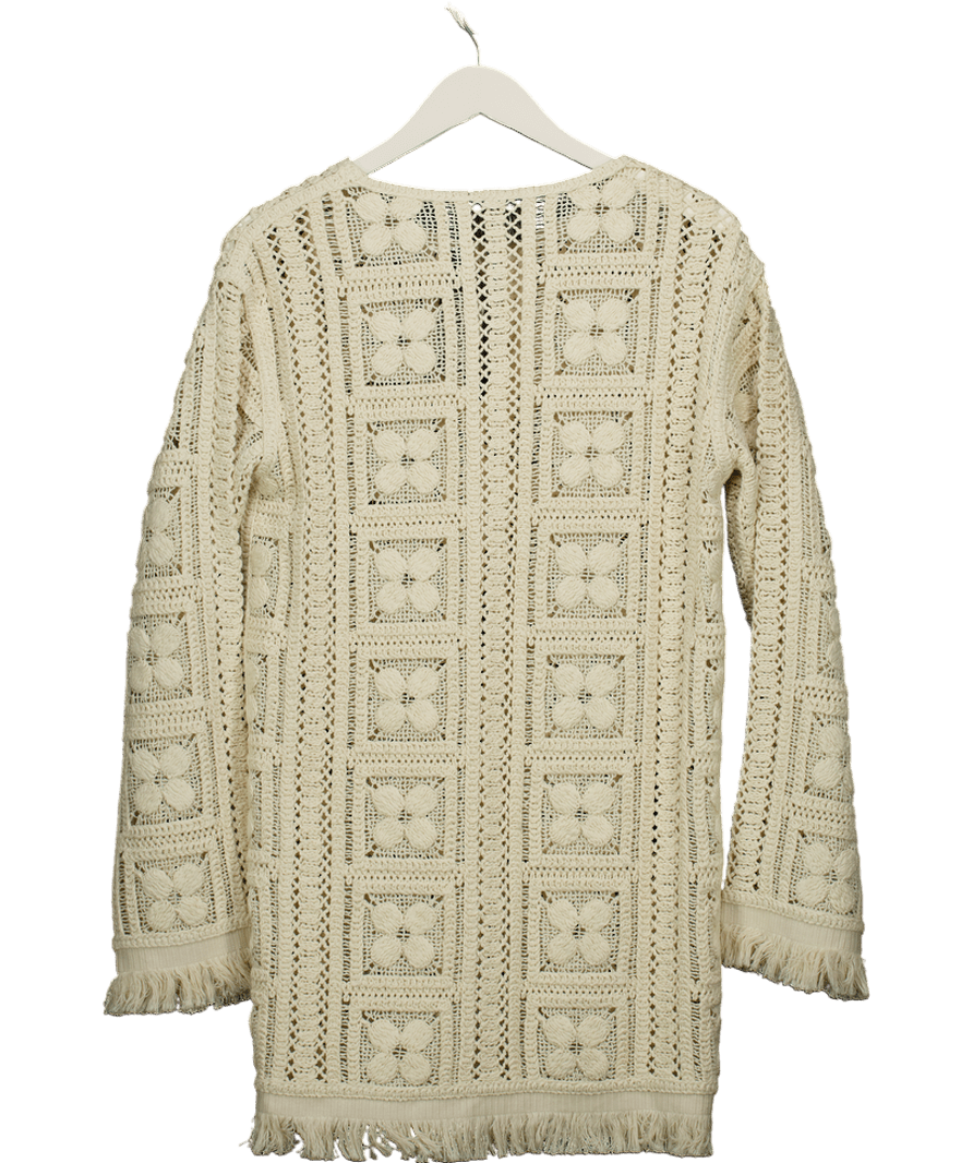 H&M Cream Crochet Look Tunic Dress UK S - Reliked