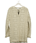 H&M Cream Crochet Look Tunic Dress UK S - Reliked
