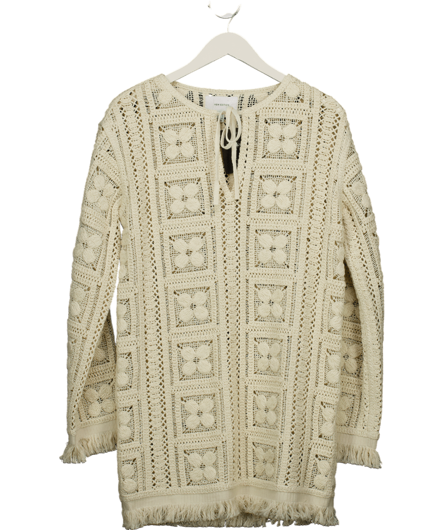 H&M Cream Crochet Look Tunic Dress UK S - Reliked