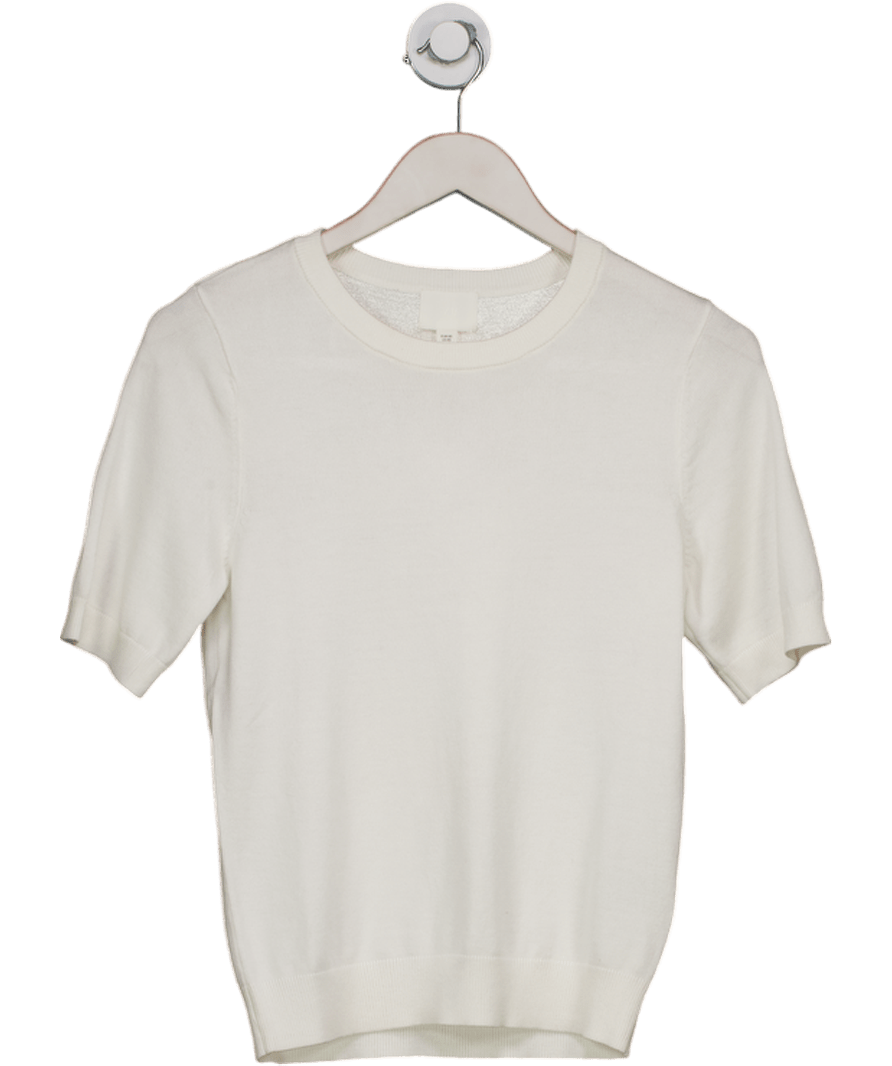 H&M Cream Fine Knit Short Sleeve T-shirt UK XS - Reliked
