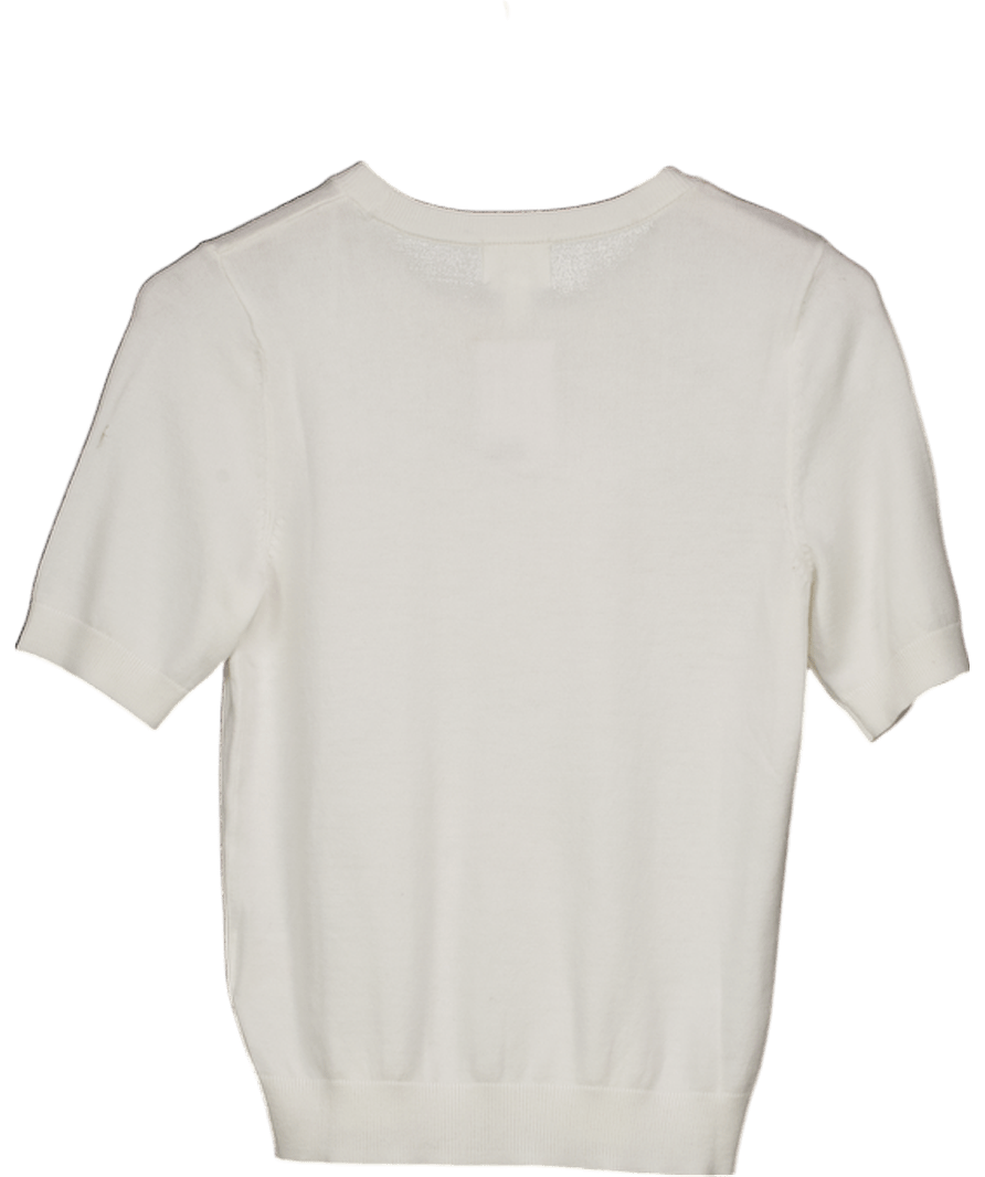 H&M Cream Fine Knit Short Sleeve T-shirt UK XS - Reliked