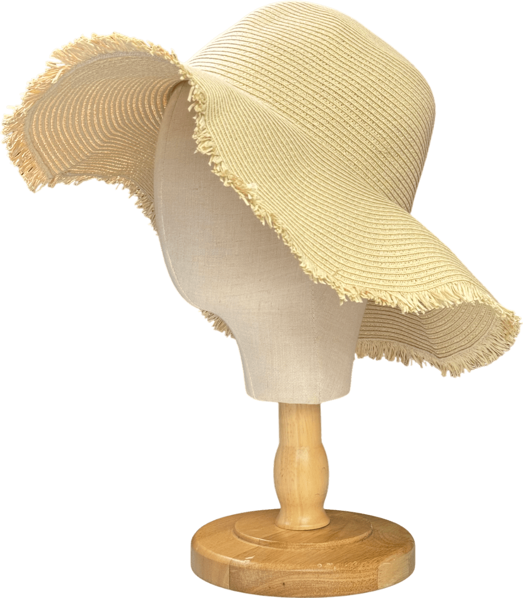 H&M Cream Frayed - edge Straw Hat UK M - Reliked