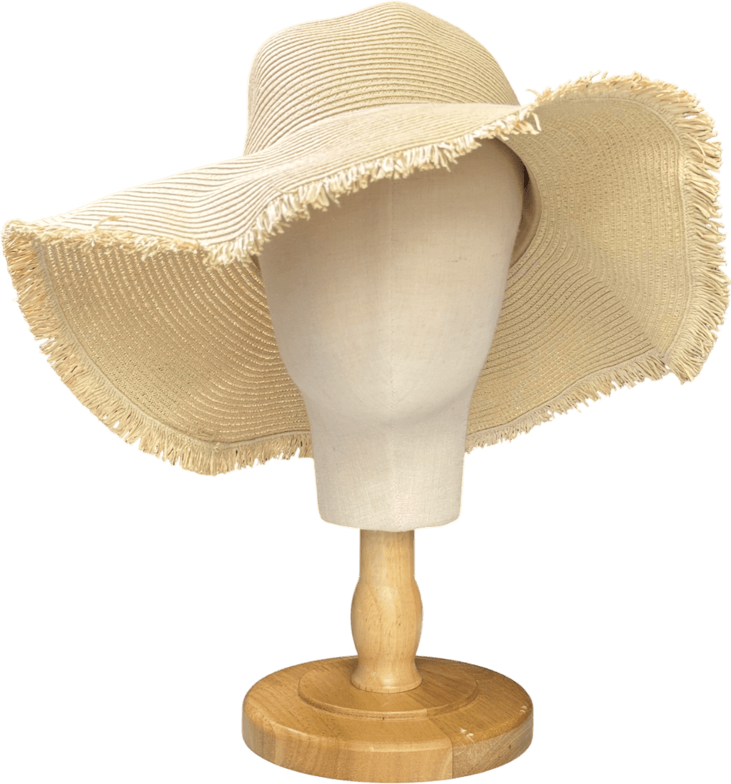H&M Cream Frayed - edge Straw Hat UK M - Reliked