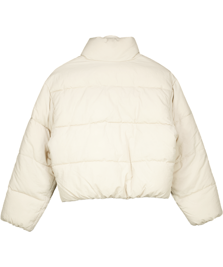 H&M Cream Oversized Drawstring - waist Puffer Jacket UK S - Reliked