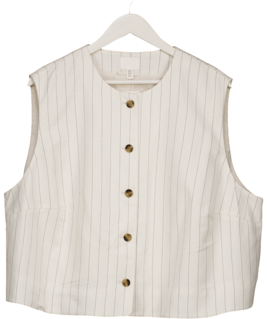 H&M Cream Pinstripe Waistcoat Top UK XXL - Reliked