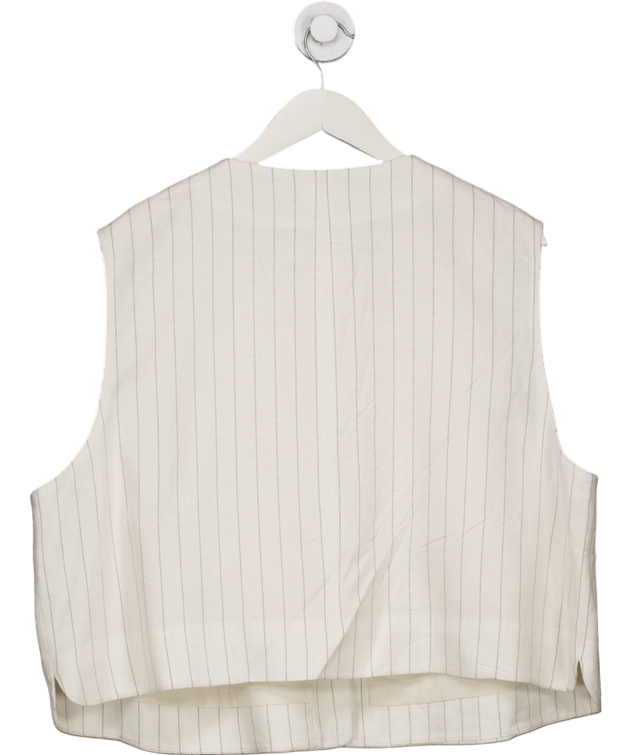 H&M Cream Pinstripe Waistcoat Top UK XXL - Reliked