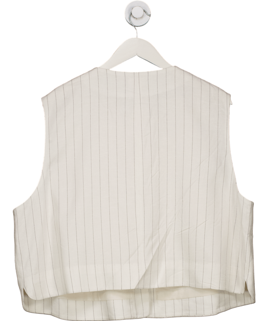H&M Cream Pinstripe Waistcoat Top UK XXL - Reliked