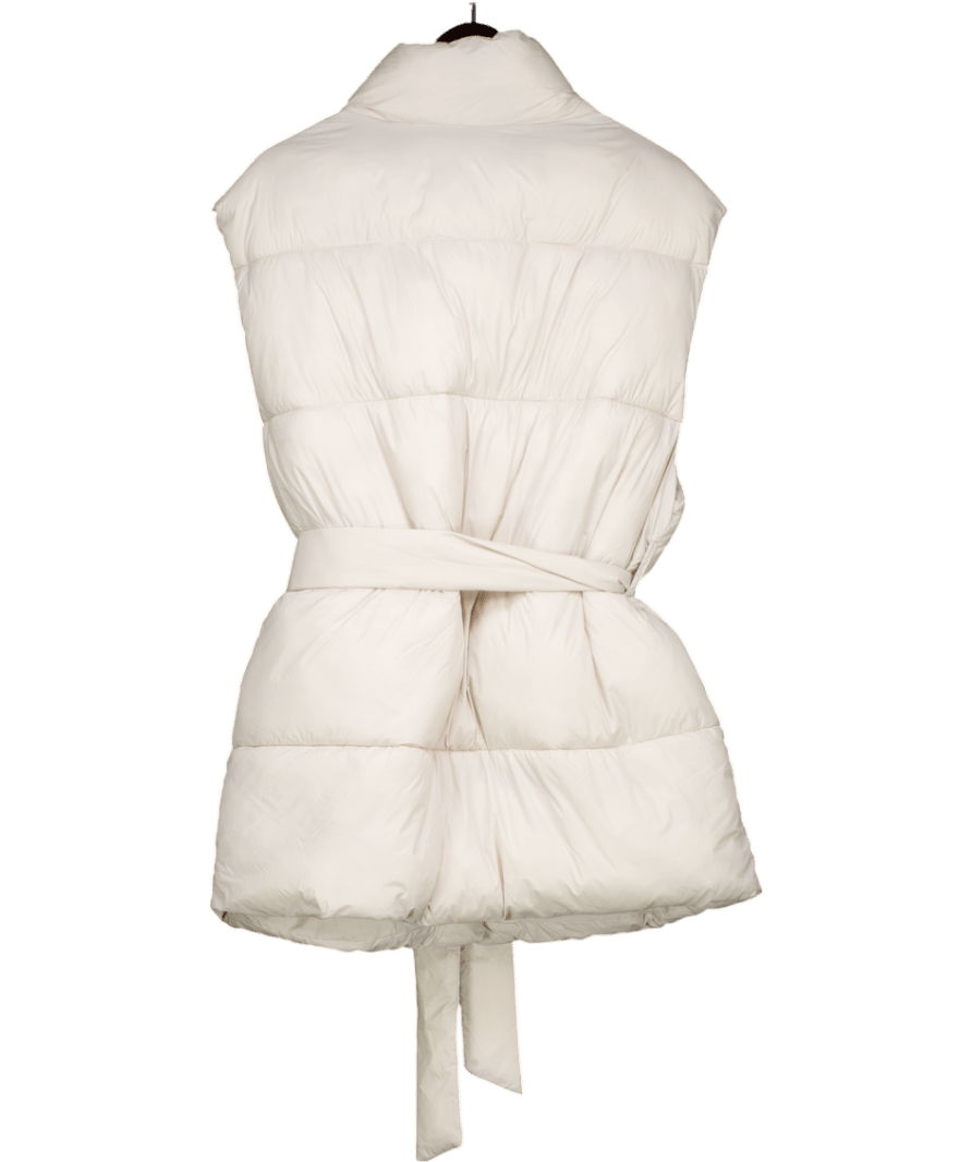 H&M Cream Puffer Gilet With A Belt UK L - Reliked