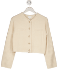 H&M Cream Short Textured - knit Cotton Blend Cardigan UK M - Reliked