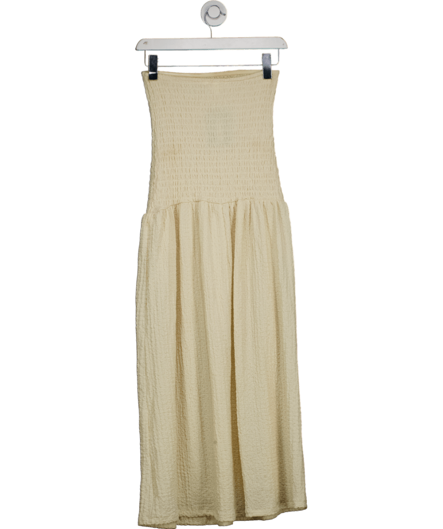 H&M Cream Smocked Bandeau Dress UK S - Reliked