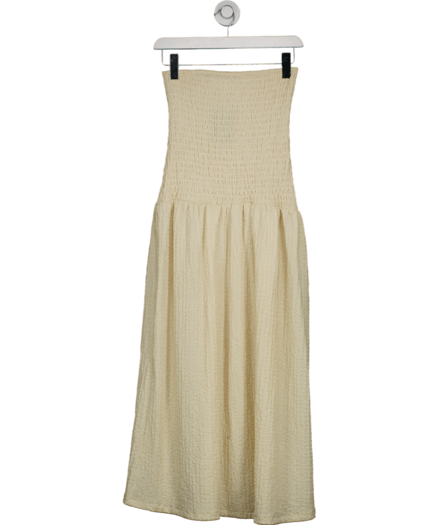 H&M Cream Smocked Bandeau Dress UK S - Reliked