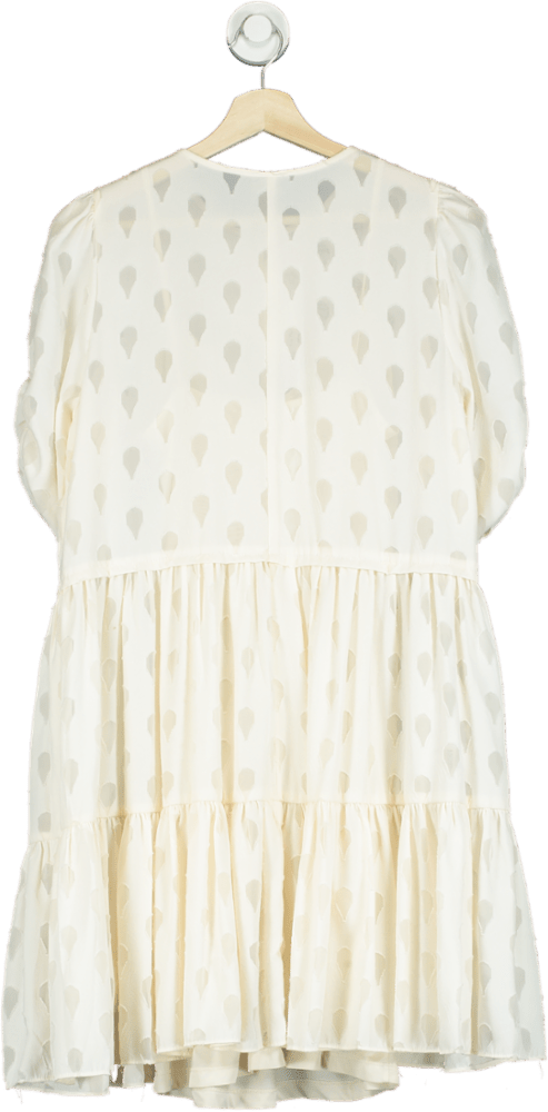 H&M Cream Textured Mini Dress with slip UK 12 - Reliked