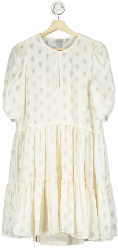 H&M Cream Textured Mini Dress with slip UK 12 - Reliked