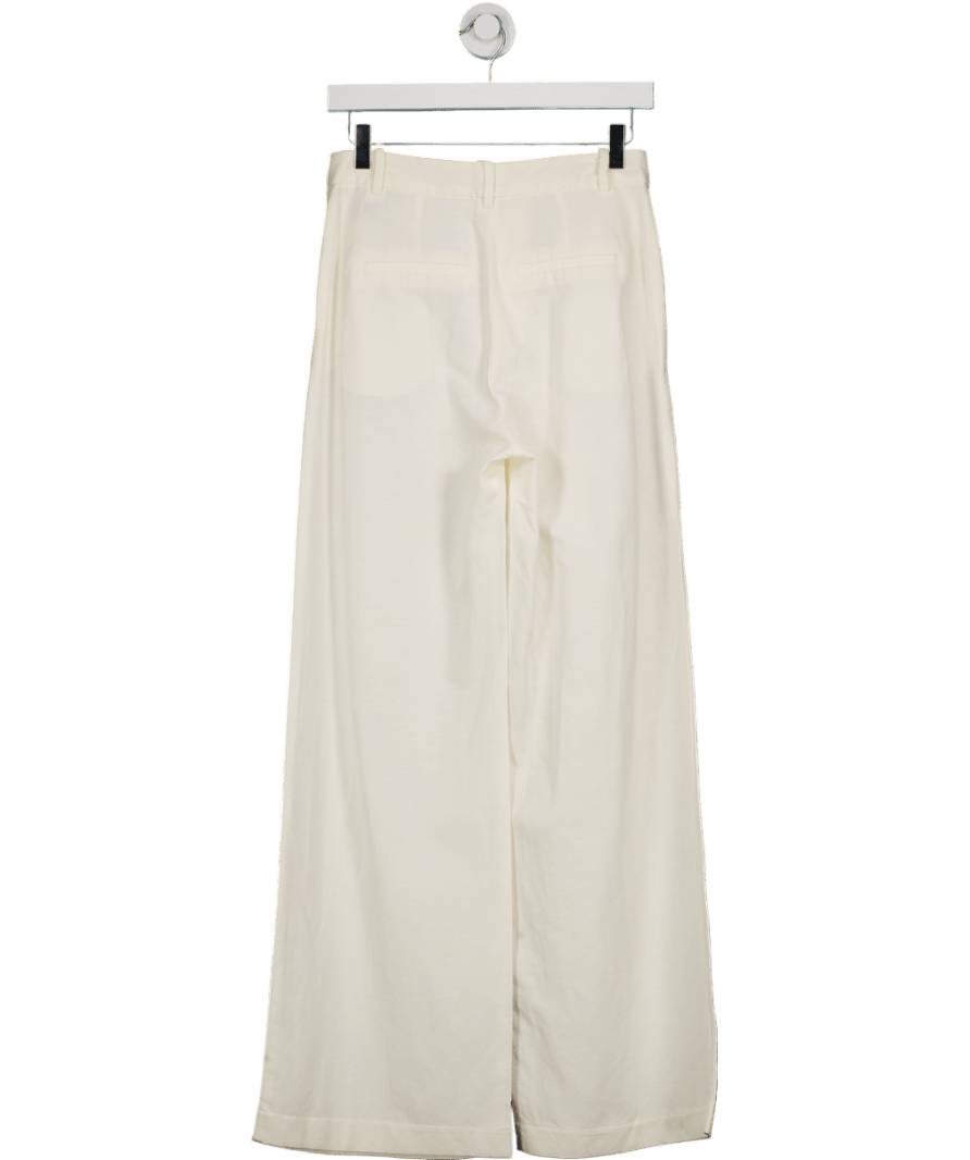 H&M Cream Wide Linen - blend Trousers UK 6 - Reliked