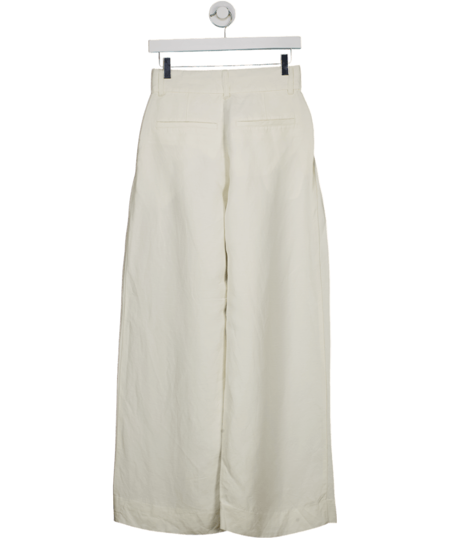 H&M Cream Wide Linen - blend Trousers UK 8 - Reliked