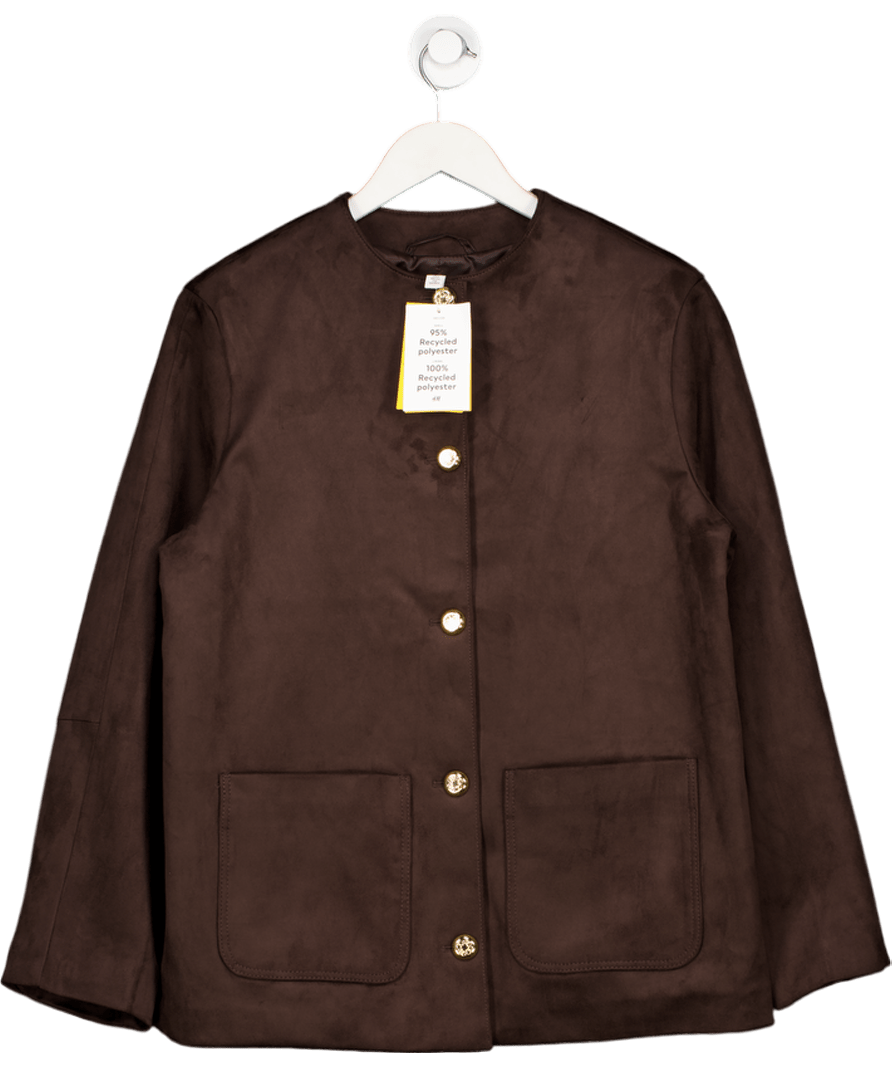 H&M Dark Brown Faux Suede Jacket UK S - Reliked