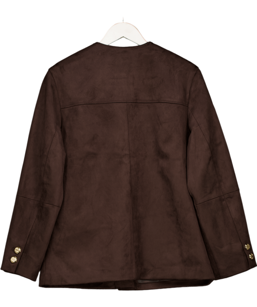 H&M Dark Brown Faux Suede Jacket UK S - Reliked