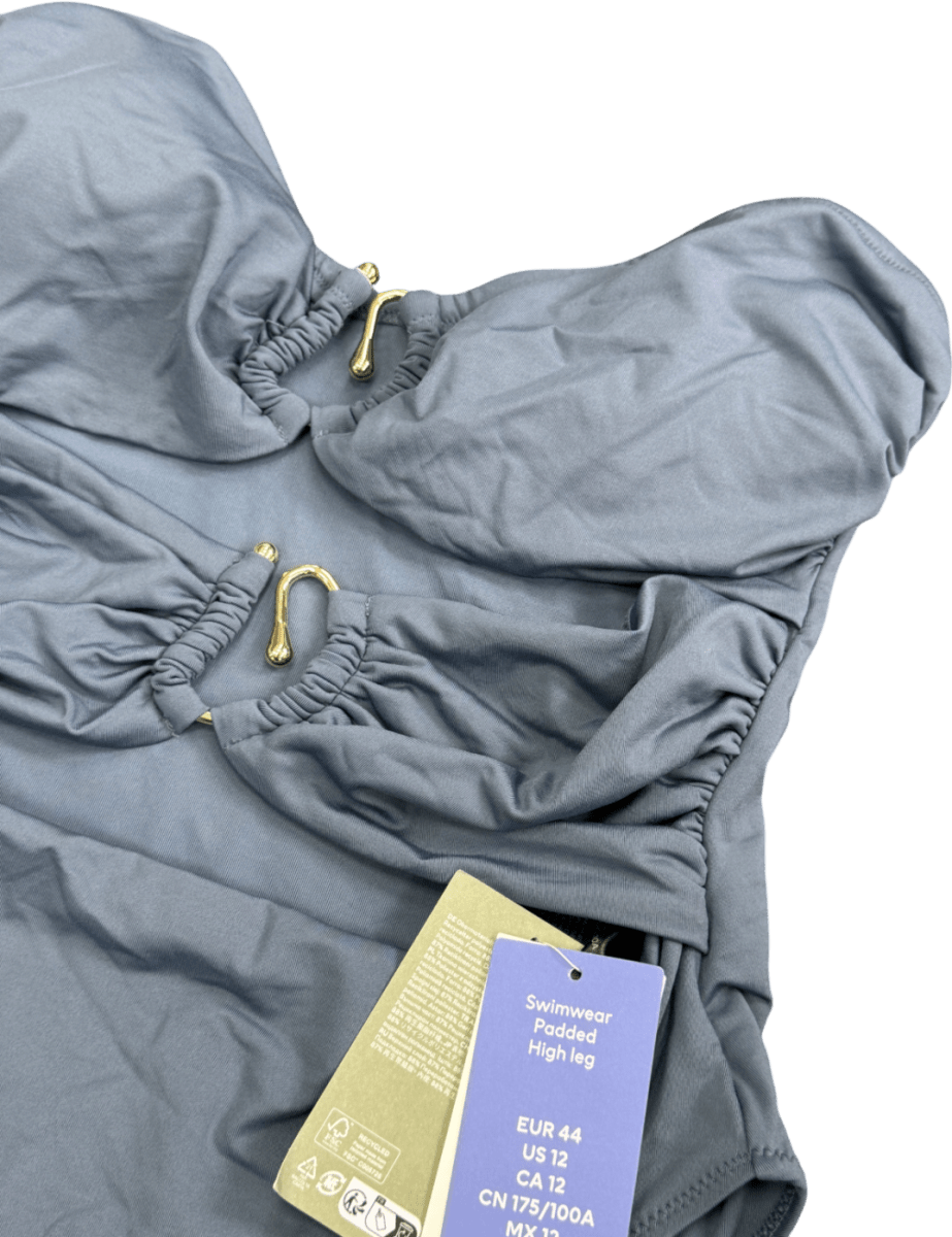 H&M Dusty Blue Cut Out Swimsuit UK 16 - Reliked